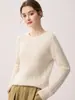Suéter Grossinho 100% Cashmere Feminino Gola Redonda Trançado Manga Longa Pulôver Casual Versátil Malha Top Ombro Raglã