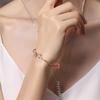 Pulsera de Diseño Simple Estilo Japonés y Coreano Doble T Clásico Abertura de Diamante Acero Titanio Nicho Elegante Sencilla Todo Combinable para Mujer