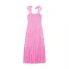 Ropa de verano nueva transfronteriza para mujer, estilo europeo y americano, vestido de tirantes a rayas sin mangas con decoración de lazo de moda