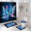 Cortina de baño serie mariposa, cortina de ducha decorativa, alfombrilla absorbente para el suelo, alfombra de inodoro, tapiz de poliéster con impresión digital