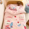 Conjunto de Inverno Espesso e Quente para Jardim de Infância Versão Grande em Aquarela Desenho Animado Veludo de Leite Lençóis de Cama Capa de Edredom Fronha Conjunto de Três Peças