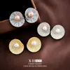 Pendientes de Perla de Caracola Espiral Europeos y Americanos Chapados en Oro Real Pendientes de Diseño Único Nicho Pendientes Elegantes de Alta Lujo para Mujeres
