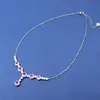 Versión Japonesa y Coreana de Collar de Moda de Lujo Ligero de Gama Alta con Forma de Gota de Agua Incrustada de Diamantes
