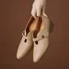 Moda Casual Nueva Primavera/Verano 2026 Estilo Francés Versátil Piel Suave Tira en V Cuña Zapatos Cómodos para Exportación