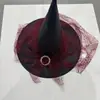 Sombrero de bruja rosa de Halloween, sombrero de disfraz de malla gótica