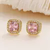 Pendientes Geométricos de Mujer con Incrustaciones de Circonita de Estilo Europeo Transfronterizos de Aliexpress, Pendientes Completamente Diamantados Incrustados con Circonita