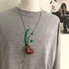 Colar com Pingente de Coração Preto Estilo Ins Coreano Corrente de Clavícula Elegante de Nicho para Mulheres Acessórios Longos para Roupas