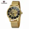 Nuevo Producto Reloj Forsining para Hombre, Moderno y Casual, Números Romanos, Correa de Malla, Diseño Hueco, Reloj Mecánico Manual