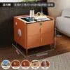 Mesa de Cabeceira Simples e Confortável Estilo Casa Tampo em Rocha Estilo Celebridade da Internet Moderna Luxo Leve Italiano Multifuncional Armário de Cabeceira Inteligente