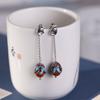 Brincos de Prata S925 Artesanais Azul Queimado Rei Cervo Dourado Atacado Prata Incrustada Ágata Vermelha do Sul Fênix Peônia Acessórios Clássicos de Algodão e Linho