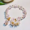 Pulseira Galáxia Nebulosa Margarida Minimalista Gelo Triturado Estrela Lua Pedra da Lua Imitação Pulseira de Contas Joias Femininas