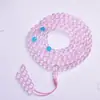 Contas Redondas Otimizadas de Pó de Gelo de Cristal Rosa 108 Contas Pulseira de Contas de Buda Corrente para Suéter Rosário Multi-Círculo de Cristal Rosa Pulseira Multi-Círculo