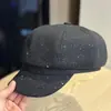 Sombrero de Pedrería Japonés para Mujer de Ala Ancha Hace que la Cara Parezca Más Pequeña Sombrero Octagonal Otoño Nuevo Elegante Versátil Sombrero de Pintor Boina