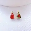 Acessórios para Joias DIY Garra de Cobre Zircônia Colorida Inlaid Pingente Pequeno Gota d'Água Banhado a Ouro Brincos Acessórios para Colar Materiais