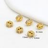 Retención de Color Alta Oro Real de 18K Incrustado Circonita Cuentas Espaciadoras de Agujero Grande, Encaje Base de Flor de Doble Cara Accesorios de Cuentas para DIY C45