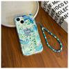 Funda para Teléfono Apple 14 Fragmento Azul para iPhone15promax Cadena de Cuentas de Mano Funda Blanda Transparente 13 Resistente a Caídas