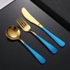 304 Internet Red Spoon Aço Inoxidável Tableware Faca e Colher Garfo Hotel Western Steak Faca Sobremesa Round Spoon Garfo logotipo imprimível
