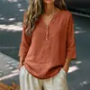2026 Europeu e Americano Feminino Estilo Old Money Casual Cor Sólida Manga Longa Meio Aberto Gola V Top Camiseta