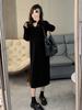 Vestido de Punto de Alta Gama con Escote en V Cortado para Mujer, Nuevo para Primavera, Falda Suéter Elegante Versátil Blanca