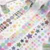 Cinta adhesiva troquelada con purpurina PET Twilight, empaque de la Serie Diaria Nublada Estrellada, pegatinas decorativas básicas con patrón de estrellas y puntos