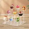 Suporte de Mesa de Sobremesa para Exibir Bolos ou Enfeites Estilo Floresta Casamento Aniversário Decoração Acrílico Transparente Multicamadas Suporte para Cupcakes e Doces