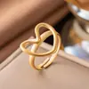 Joyería Vintage de Acero Inoxidable Oro de 18K Acero Titanio Anillo Abierto No se Desvanece Nicho para Mujer Sensación de Alta Gama