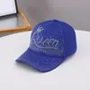 Boné de Baseball Casual Versátil com Strass para Uso Externo na Primavera Moda Tendência Rainha Strass Boné de Baseball Feminino Atacado