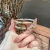 Pulseira Fushi Prata Pura 999 Esmaltada Pintada a Ouro Flor de Íris, Pulseira Aberta Redonda, Estilo Chinês, Presente para Mãe