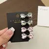 Pequeño pasador de pinza de pico de pato lateral con lazo de cristal, elegante pasador para el flequillo, mini pinza para flequillo, horquilla de strass