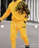 Conjunto de Moletom com Gola Redonda e Mangas Longas e Calça Jogger Casual Esportiva High Street Hip-Hop Americano Transfronteiriço Estampa Digital Masculino