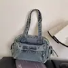 Bolsa Jeans Transfronteiriça para o Dia a Dia Feminina 2026 Novo Estilo Moda Grande Capacidade Nicho Simples Versátil Ombro Único Bolsa de Axila