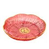 Nuevo plato de frutas Jinfu para uso doméstico en la sala de estar, plato de frutas con forma de flor, plato rojo festivo para inauguración de casa, bandeja de dulces, plato para snacks de Año Nuevo y frutas secas