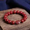 Pulseira de Cinábrio Cru com Areia de Cristal Translúcido, Mini Amuleto Guardião para Homens e Mulheres, Joia de Presente para Ano Zodiacal Atacado