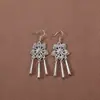 Nuevos Pendientes de Tendencia Nacional Estilo Chino Estilo Antiguo para Mujer, Pendientes Largos con Borla de Plata Xizang Estilo Palacio Retro, Joyería para Orejas Estilo Étnico