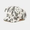 Boina Estilo Coreano Ins Estampa de Leopardo Versátil Boné de Jovem Retrô Design Único Chapéu Casual Moda Chapéu Octogonal