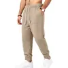 Calça longa masculina de outono/inverno, jacquard pesado, estilo high-street casual, versátil para esportes ao ar livre e lazer, cor sólida