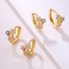 Aogu Aretes de Estrella de Circonita a la Moda con Ojos de Aceite Goteado de Oro Real Chapado en Cobre para Mujer, Aretes Niche Frescos, Producto Nuevo Transfronterizo