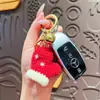 Chaveiro de Natal Crochê de Lã Original Desenho Animado Fofo Chapéu de Natal Luvas Pingente de Bolsa para Casal Pequeno Presente