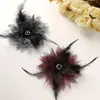 Chica Cool Sa Pluma Oscura Diamantes de Imitación Gasa Ligera Flor DIY Diadema Pin Tocado Broche Flor de Disfraz Accesorios