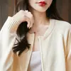 Cárdigan de Punto de Algodón Puro a la Moda para Mujer, Nuevo Estilo Primavera y Otoño, Versátil, Corte Holgado, Chaqueta Corta Adelgazante con Cremallera