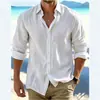 Comercio Exterior Europeo y Americano AliExpress Camisa de Manga Larga para Hombre Color Sólido Casual Algodón Lino Camisa Fábrica de Origen Venta al por Mayor Una Pieza