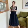 Estilo Nuevo Primavera y Verano 2024 Algodón y Lino de Xinjiang Estilo Étnico Vestido con Lentejuelas Cintura Entallada Cuello en V Ropa Étnica para Viajes