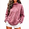 Moda cruzada europea y americana para mujer 2026, nueva sudadera con estampado de leopardo y cuello alto para mujer, estilo vintage casual suelto de manga larga para otoño e invierno