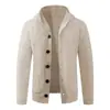 Cardigã de malha com capuz casual retrô americano outono e inverno, de caimento solto, versátil, suéter, jaqueta casual espessa para homens