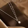 Novo Colar de Pérolas Dupla Camada Costurado Feminino Luxo Acessível Nicho Elegante Banhado a Prata 925 Versátil Personalizado Corrente para Clavícula