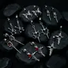 Artículo más vendido transfronterizo: Aretes de Alas de Diablo Estilo Gótico, Pinzas para Orejas de Acero Inoxidable con Espada y Corazón de Rosa, Accesorios para Orejas de Chica Picante
