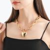 Joyería transfronteriza europea y americana, collar con colgante de corazón de melocotón grande, cadena gruesa hueca de viento frío, nicho de amor exagerado