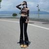 Calças jeans femininas de cintura alta e pernas largas, novas calças jeans femininas de cintura alta e perna larga, estilo ferradura, para primavera e verão 2024
