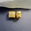 Chapado en Oro de 18K Zirconia Flor de Trébol de Cuatro Hojas Separadores Cuentas Oro Blanco Hecho a Mano Con Cuentas de Cristal Accesorios para Joyería DIY