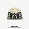 Gorro de Punto Rombo Celebridad de Internet para Mujer Otoño e Invierno 2024 Nuevo Gorro Frío Cálido a Prueba de Frío Protección para Orejas Gorro de Lana para Rostro Pequeño